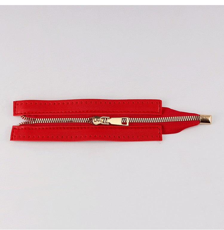 24cm PU Leather Zipper for crochet Bag- Woven Bag Hardware Sewing PU Leather Zipper