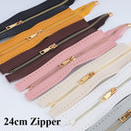 24cm PU Leather Zipper for crochet Bag- Woven Bag Hardware Sewing PU Leather Zipper