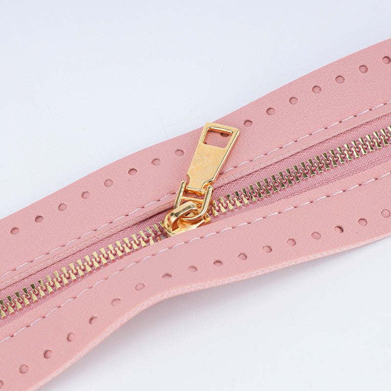24cm PU Leather Zipper for crochet Bag- Woven Bag Hardware Sewing PU Leather Zipper