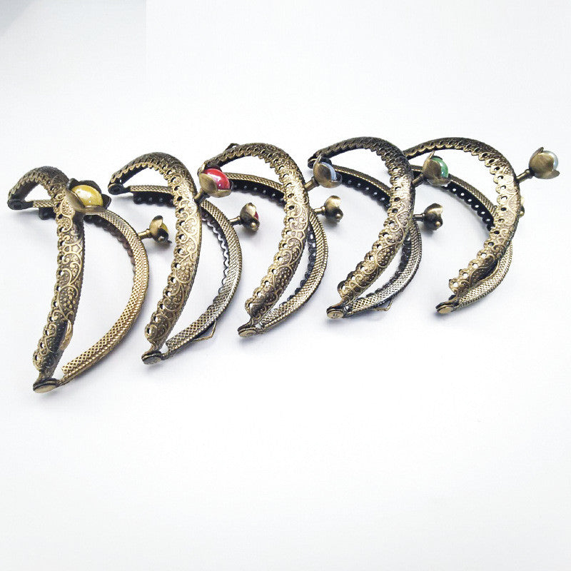 8.5cm Bronze Colour Kiss Lock Lotus Head Semi circle Purse Frame DIY Purse Accessories Sewing Clasp Purse Crochet 口金钱包包