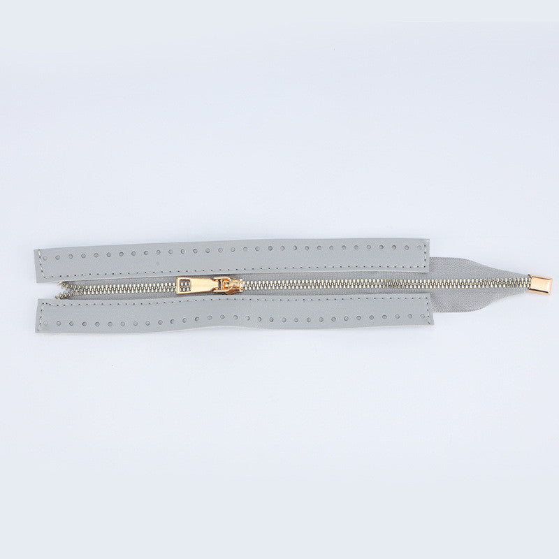 24cm PU Leather Zipper for crochet Bag- Woven Bag Hardware Sewing PU Leather Zipper