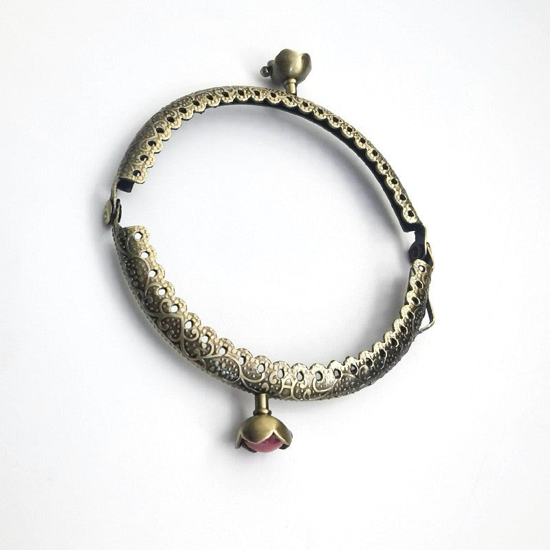 8.5cm Bronze Colour Kiss Lock Lotus Head Semi circle Purse Frame DIY Purse Accessories Sewing Clasp Purse Crochet 口金钱包包