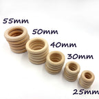 15–100mm Natural Wood Color Wooden Rings – Wooden Circle Pendants - Unfinished Macrame Wooden Ring