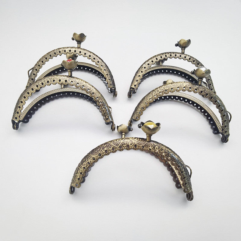 8.5cm Bronze Colour Kiss Lock Lotus Head Semi circle Purse Frame DIY Purse Accessories Sewing Clasp Purse Crochet 口金钱包包