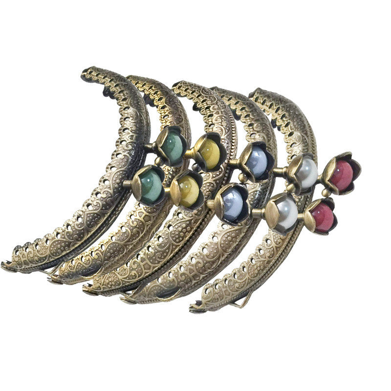 8.5cm Bronze Colour Kiss Lock Lotus Head Semi circle Purse Frame DIY Purse Accessories Sewing Clasp Purse Crochet 口金钱包包