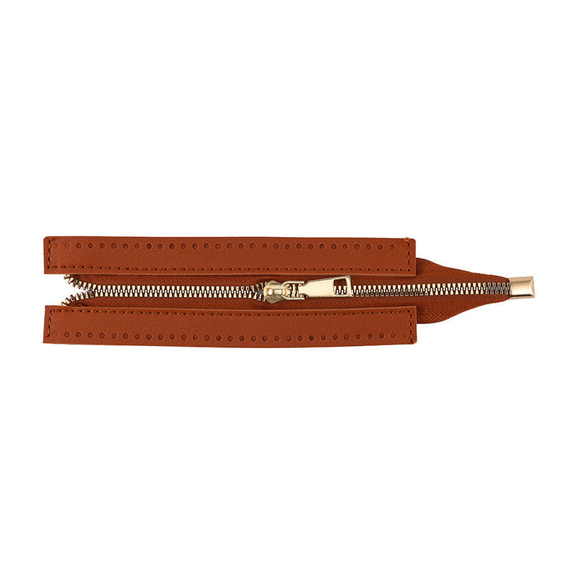 24cm PU Leather Zipper for crochet Bag- Woven Bag Hardware Sewing PU Leather Zipper