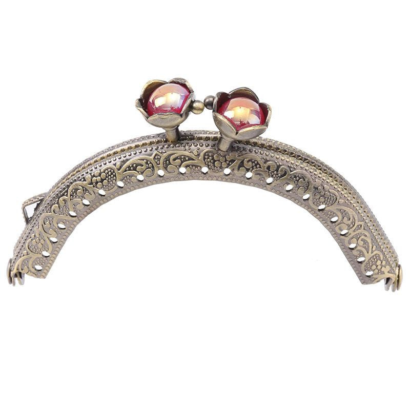 8.5cm Bronze Colour Kiss Lock Lotus Head Semi circle Purse Frame DIY Purse Accessories Sewing Clasp Purse Crochet 口金钱包包