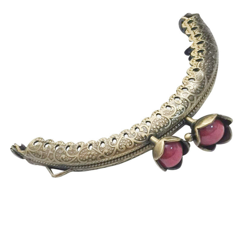8.5cm Bronze Colour Kiss Lock Lotus Head Semi circle Purse Frame DIY Purse Accessories Sewing Clasp Purse Crochet 口金钱包包