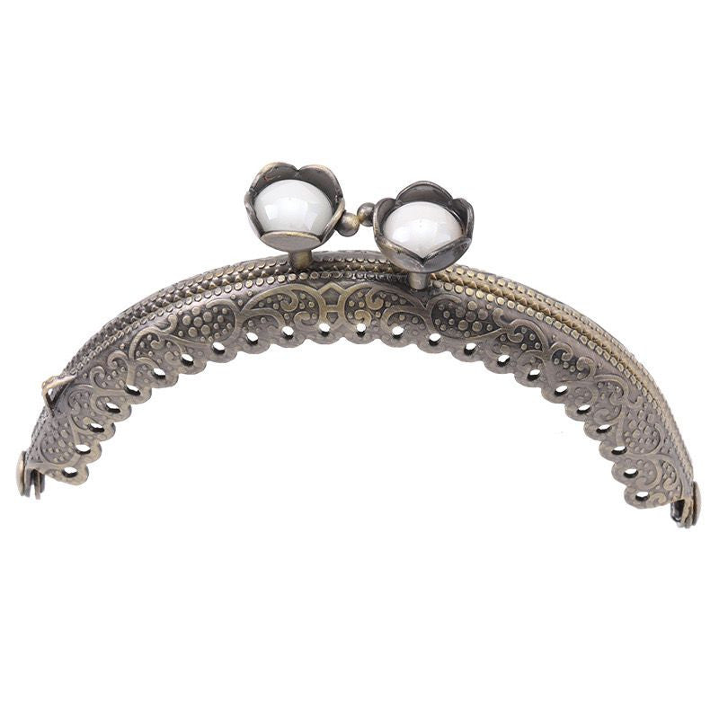 8.5cm Bronze Colour Kiss Lock Lotus Head Semi circle Purse Frame DIY Purse Accessories Sewing Clasp Purse Crochet 口金钱包包