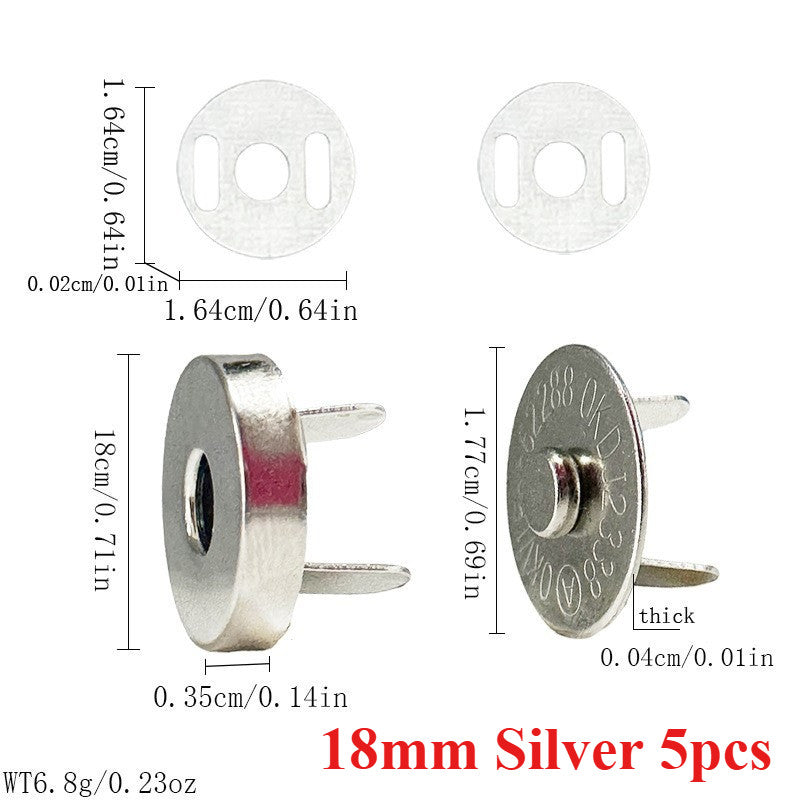 14mm 18mm Magnetic Button Clasps 5 sets | Metal Closure for Bag Clothing DIY | Metal Fastener | Butang Magnetic
