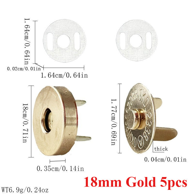 14mm 18mm Magnetic Button Clasps 5 sets | Metal Closure for Bag Clothing DIY | Metal Fastener | Butang Magnetic