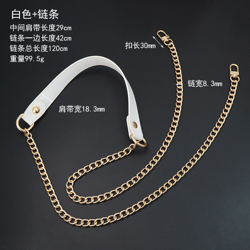 PU Leather Chain Bag Strap | Metal Crossbody Shoulder Strap | Replacement Chain for Handbags & Mini Bags