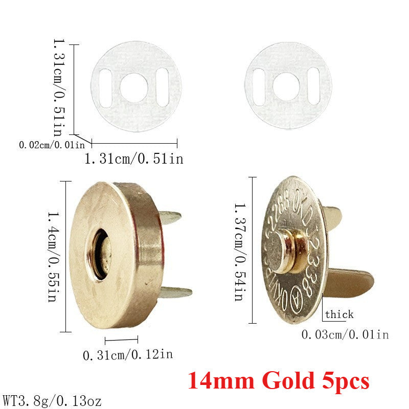 14mm 18mm Magnetic Button Clasps 5 sets | Metal Closure for Bag Clothing DIY | Metal Fastener | Butang Magnetic