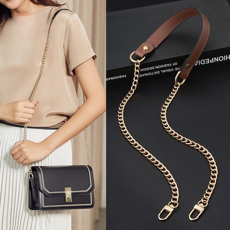 PU Leather Chain Bag Strap | Metal Crossbody Shoulder Strap | Replacement Chain for Handbags & Mini Bags