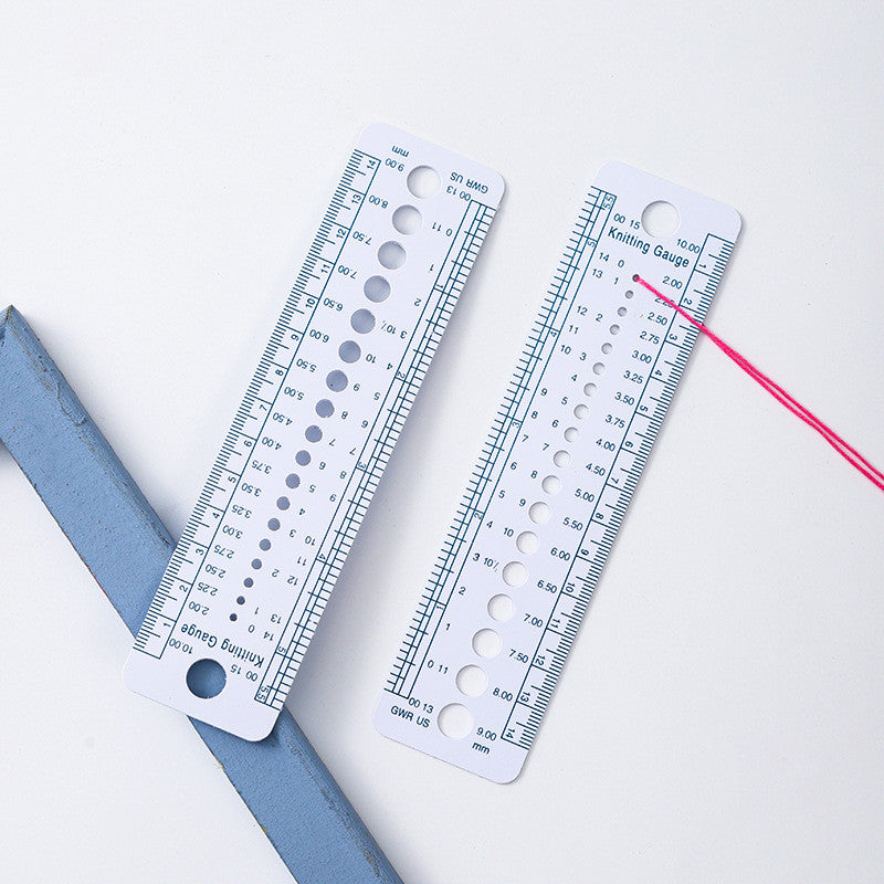 Multi-Function Knitting Ruler Gauge | Plastic Sweater Measuring Tool for Crochet & Knitting | Yarn Gauge Ruler