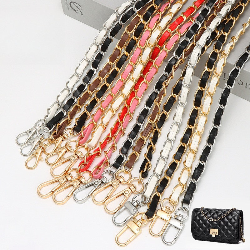 120cm- PU Leather Bag Chain | Aluminum Chain Strap | Lightweight Metal Bag Strap | Crossbody / Shoulder / Phone Strap