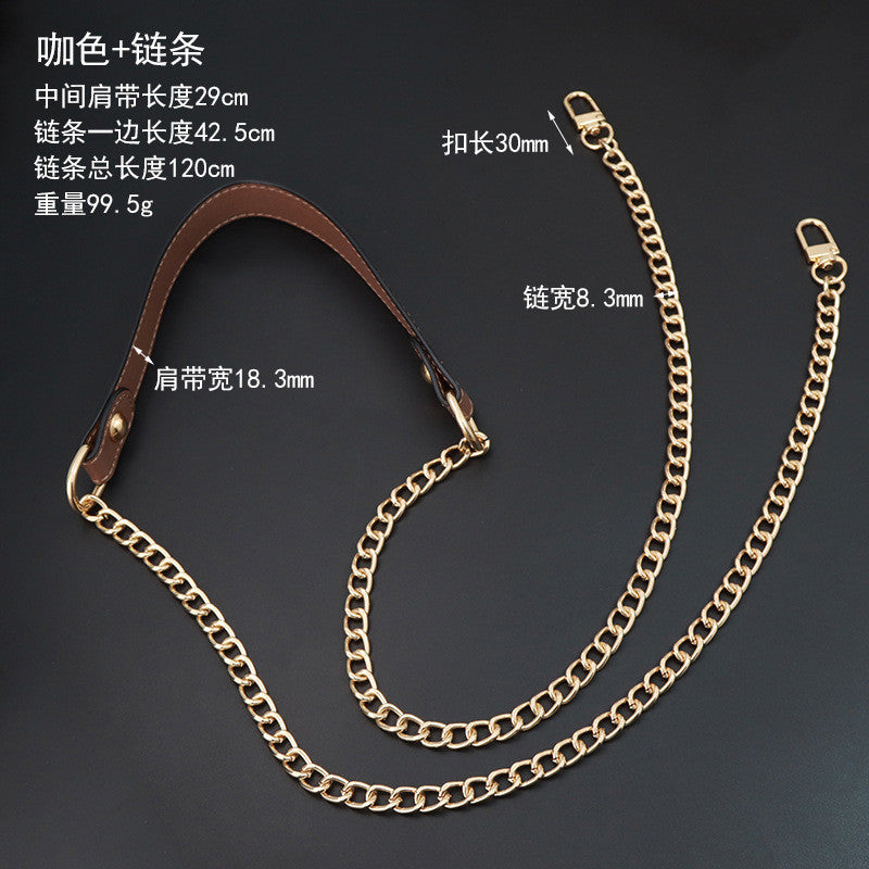 PU Leather Chain Bag Strap | Metal Crossbody Shoulder Strap | Replacement Chain for Handbags & Mini Bags