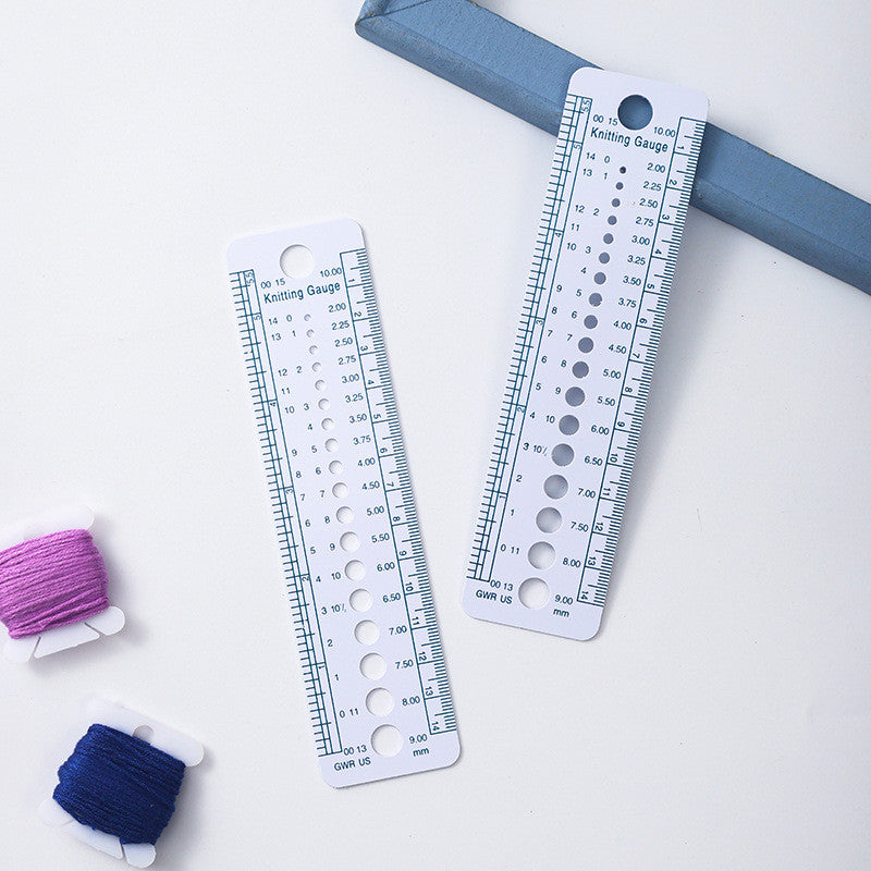 Multi-Function Knitting Ruler Gauge | Plastic Sweater Measuring Tool for Crochet & Knitting | Yarn Gauge Ruler