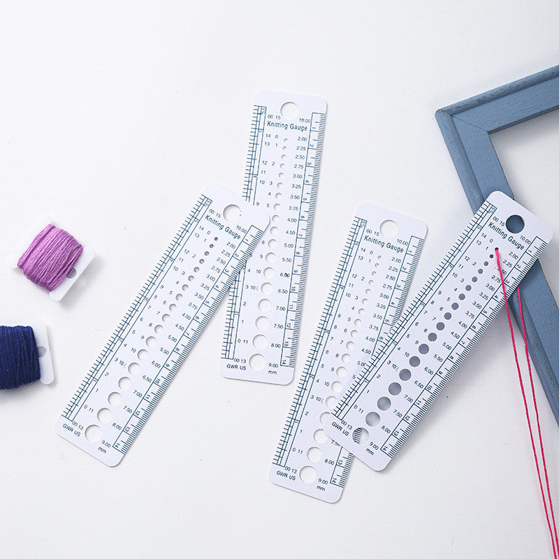 Multi-Function Knitting Ruler Gauge | Plastic Sweater Measuring Tool for Crochet & Knitting | Yarn Gauge Ruler