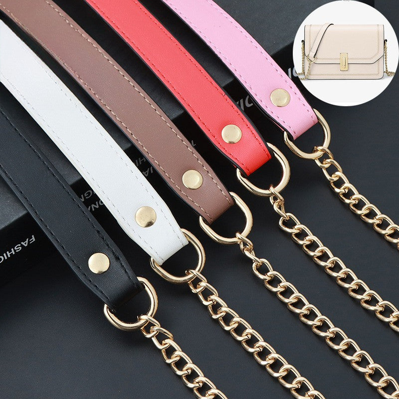 PU Leather Chain Bag Strap | Metal Crossbody Shoulder Strap | Replacement Chain for Handbags & Mini Bags