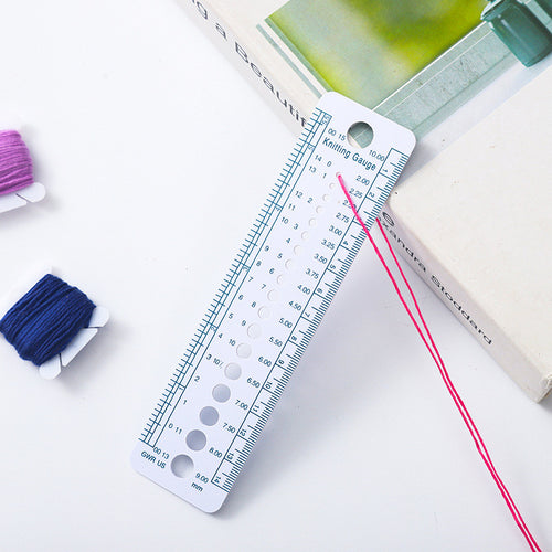 Multi-Function Knitting Ruler Gauge | Plastic Sweater Measuring Tool for Crochet & Knitting | Yarn Gauge Ruler