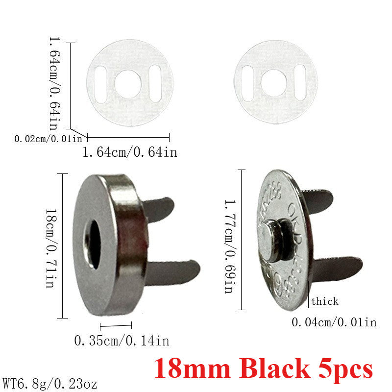 14mm 18mm Magnetic Button Clasps 5 sets | Metal Closure for Bag Clothing DIY | Metal Fastener | Butang Magnetic