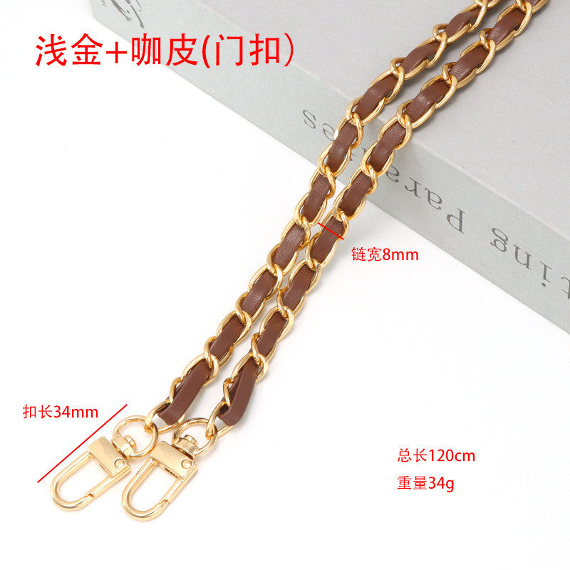 120cm- PU Leather Bag Chain | Aluminum Chain Strap | Lightweight Metal Bag Strap | Crossbody / Shoulder / Phone Strap