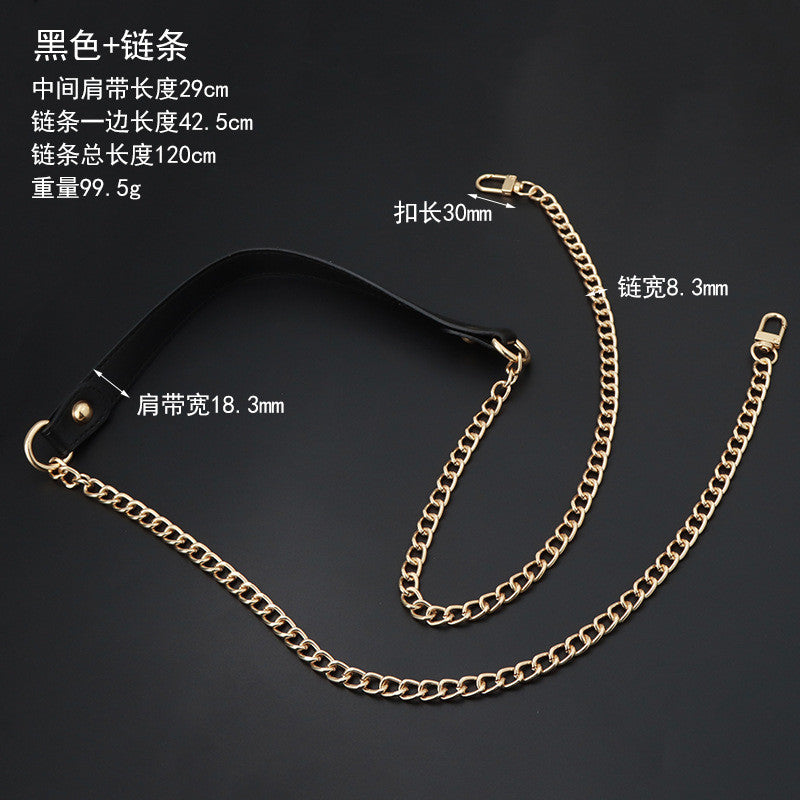 PU Leather Chain Bag Strap | Metal Crossbody Shoulder Strap | Replacement Chain for Handbags & Mini Bags