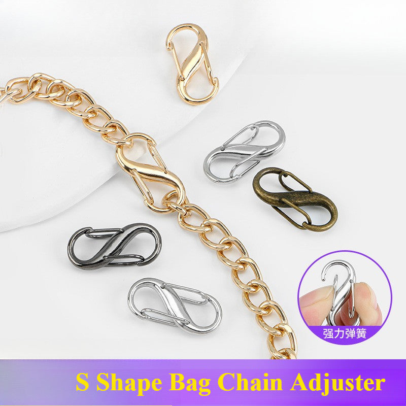 S-Shape Bag Chain Adjuster | Small Metal Strap Shortener | Metal Buckle Clasps | Metal Bag Adjuster Clip | S Lock