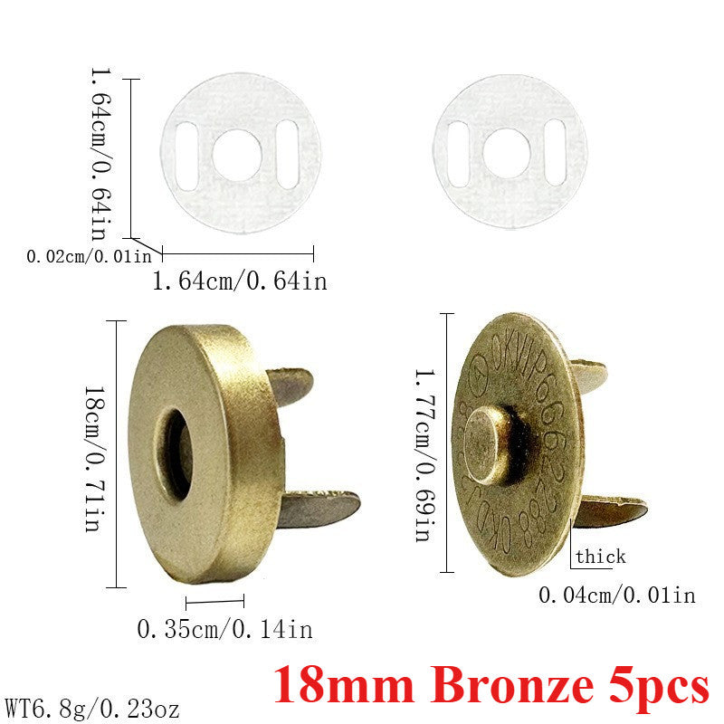 14mm 18mm Magnetic Button Clasps 5 sets | Metal Closure for Bag Clothing DIY | Metal Fastener | Butang Magnetic