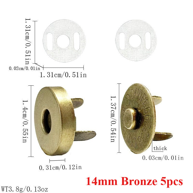 14mm 18mm Magnetic Button Clasps 5 sets | Metal Closure for Bag Clothing DIY | Metal Fastener | Butang Magnetic