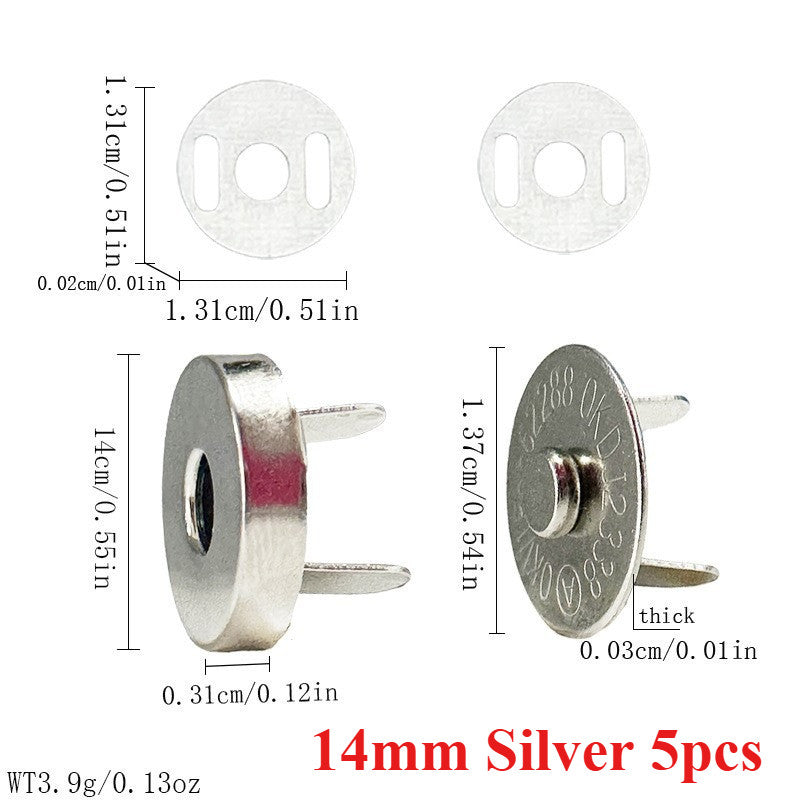 14mm 18mm Magnetic Button Clasps 5 sets | Metal Closure for Bag Clothing DIY | Metal Fastener | Butang Magnetic