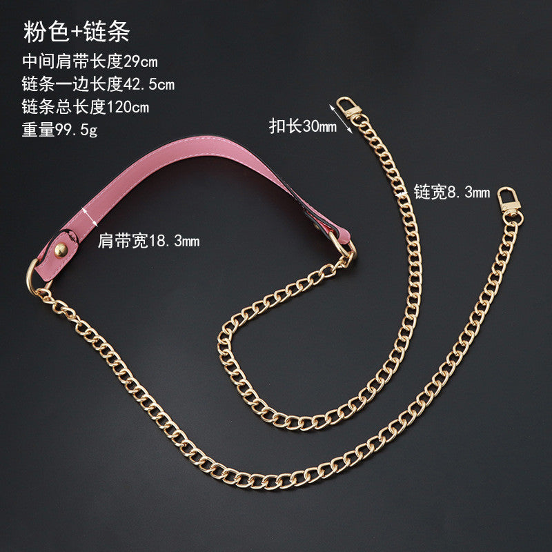 PU Leather Chain Bag Strap | Metal Crossbody Shoulder Strap | Replacement Chain for Handbags & Mini Bags