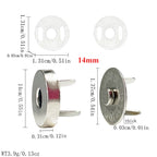 14mm 18mm Magnetic Button Clasps 5 sets | Metal Closure for Bag Clothing DIY | Metal Fastener | Butang Magnetic