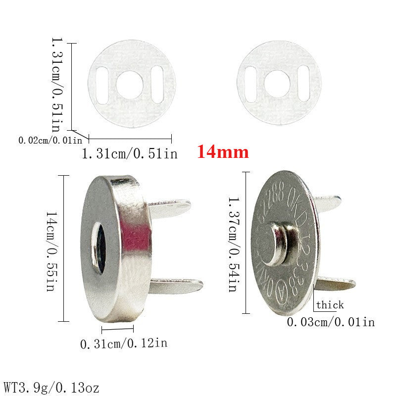 14mm 18mm Magnetic Button Clasps 5 sets | Metal Closure for Bag Clothing DIY | Metal Fastener | Butang Magnetic