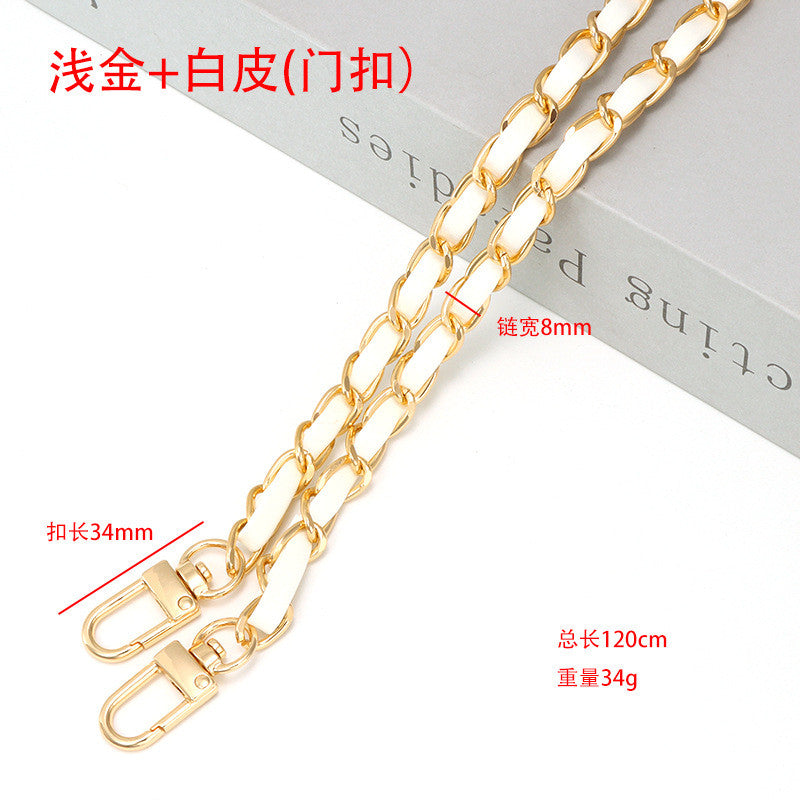 120cm- PU Leather Bag Chain | Aluminum Chain Strap | Lightweight Metal Bag Strap | Crossbody / Shoulder / Phone Strap