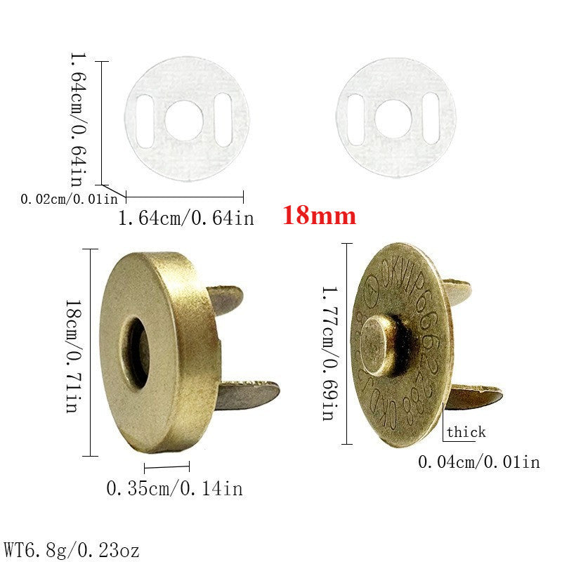 14mm 18mm Magnetic Button Clasps 5 sets | Metal Closure for Bag Clothing DIY | Metal Fastener | Butang Magnetic