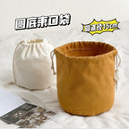 Canvas Drawstring Bucket Bag Organizer – Round Base Storage Pouch, Inner Pocket Insert, Dust Bag