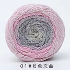 200g- Silver Glitter Hollow Cotton Gradient Cake Yarn 1.5mm –Galaxy Shiny Crochet Yarn for DIY Bags, Hats | Benang Kait