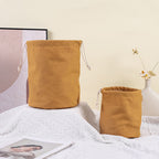 Canvas Drawstring Bucket Bag Organizer – Round Base Storage Pouch, Inner Pocket Insert, Dust Bag