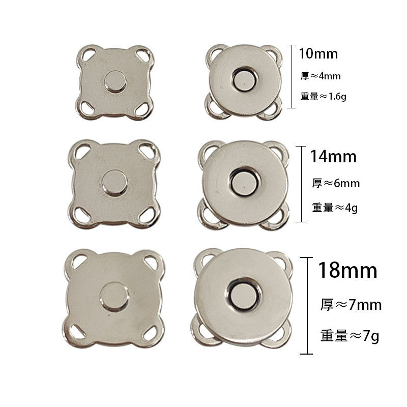 10mm 14mm 18mm Sewing Magnetic Button Clasp 5 Pairs - Closure Fastener Snap Button | Butang Pengapit Gancu Penjerapan