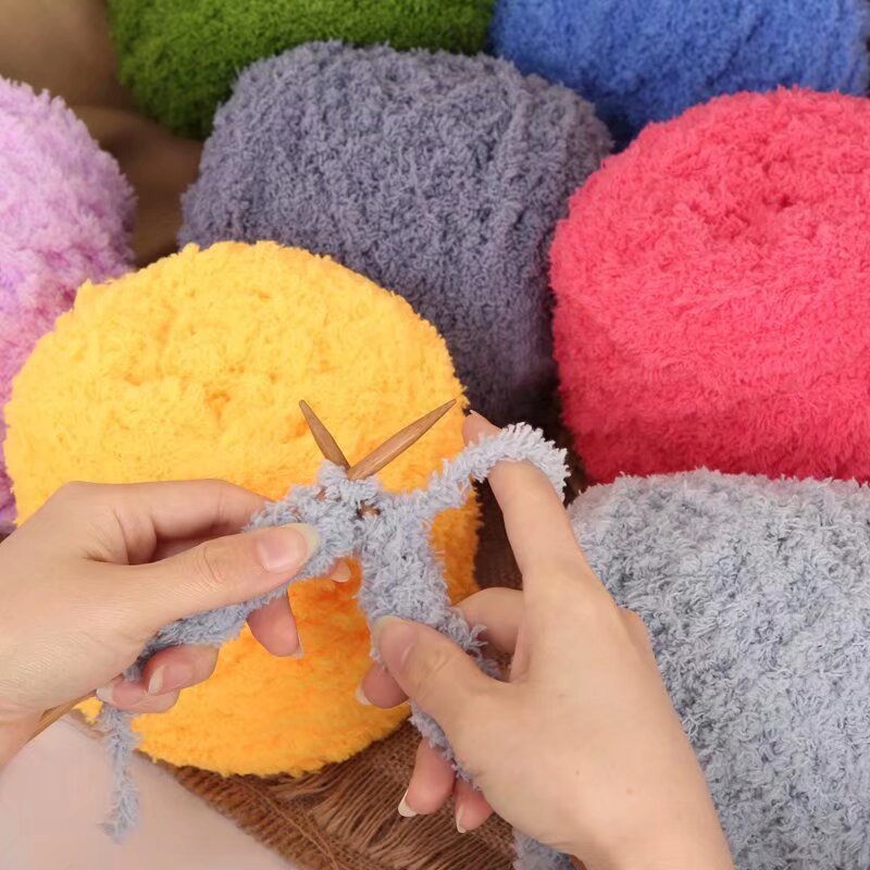 100g Coral Fleece Yarn – Towel Yarn | Soft Fluffy Knitting & Crochet Yarn for Scarf | Benang Kait