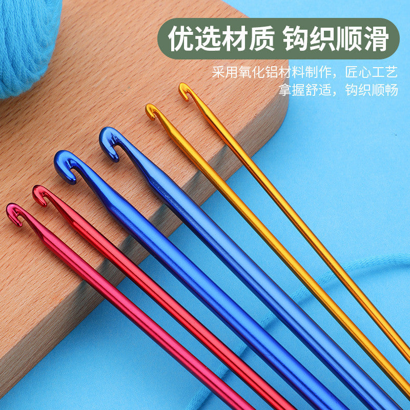 Tunisian Afghan Knitting Crochet Hook | Afghan Crochet Hook with Threading Hole | 阿富汗带孔单头铝钩针| 带眼钩针Jarum Kait