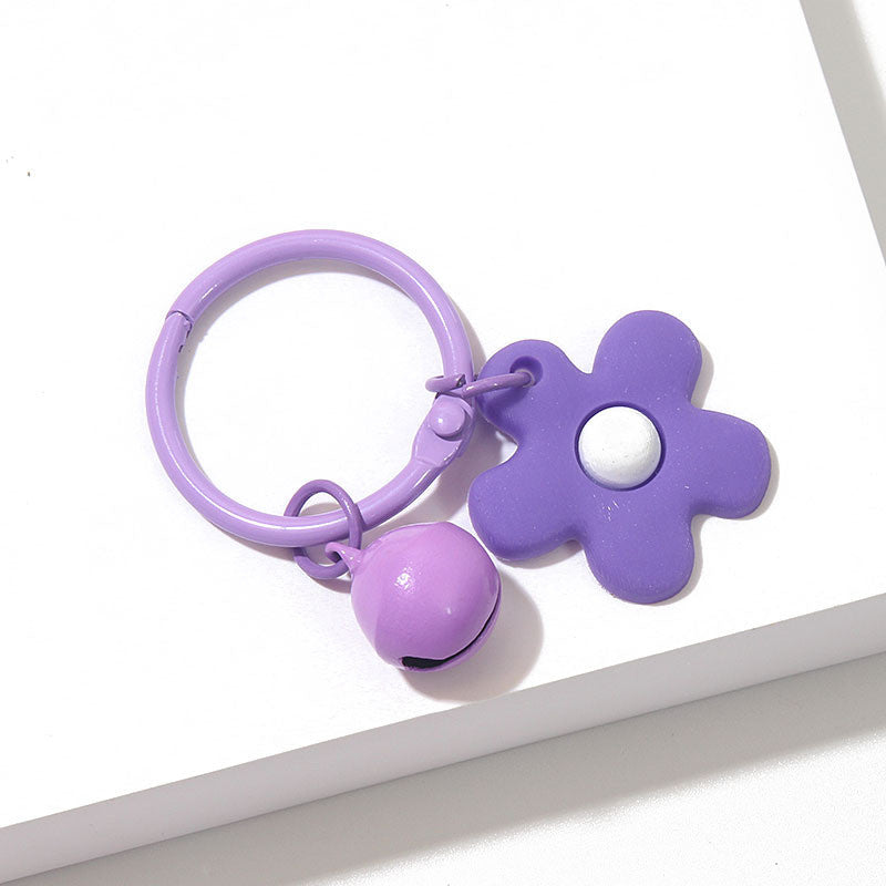 Cute Flower Keychain with Bell | Colorful Charm | Bag Accessory & Gift | Rantai Kunci | Pendant