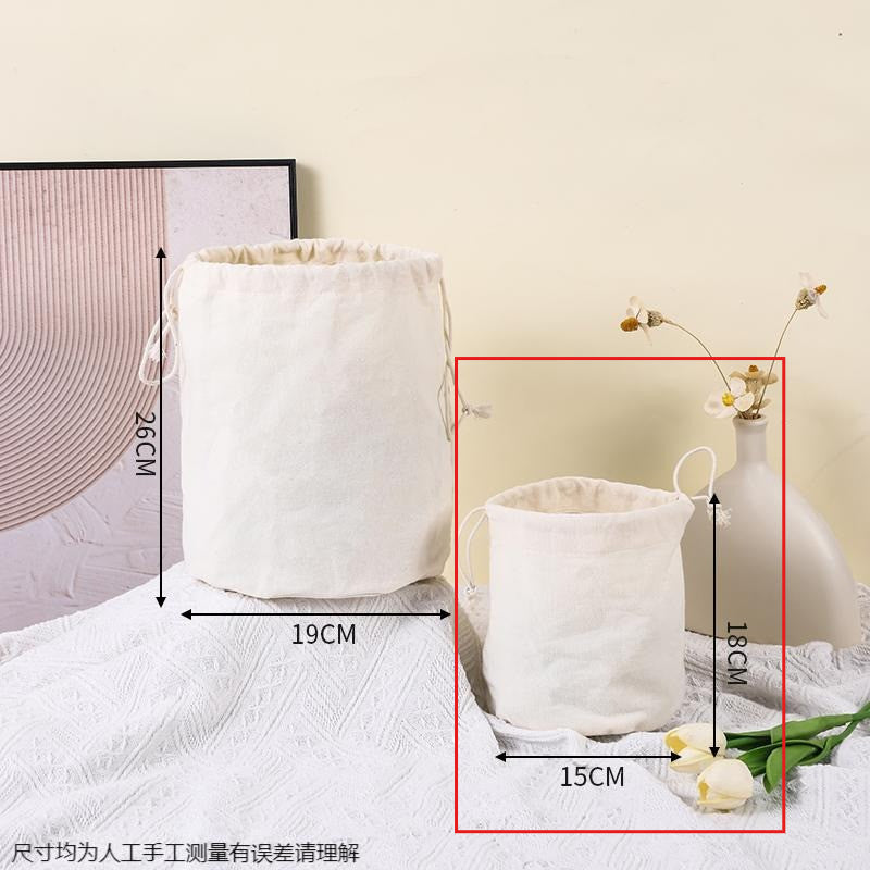 Canvas Drawstring Bucket Bag Organizer – Round Base Storage Pouch, Inner Pocket Insert, Dust Bag
