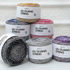 200g- Silver Glitter Hollow Cotton Gradient Cake Yarn 1.5mm –Galaxy Shiny Crochet Yarn for DIY Bags, Hats | Benang Kait