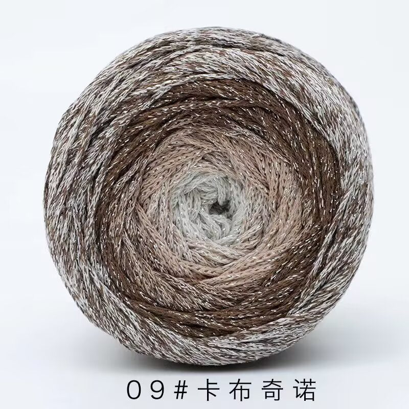 200g- Silver Glitter Hollow Cotton Gradient Cake Yarn 1.5mm –Galaxy Shiny Crochet Yarn for DIY Bags, Hats | Benang Kait