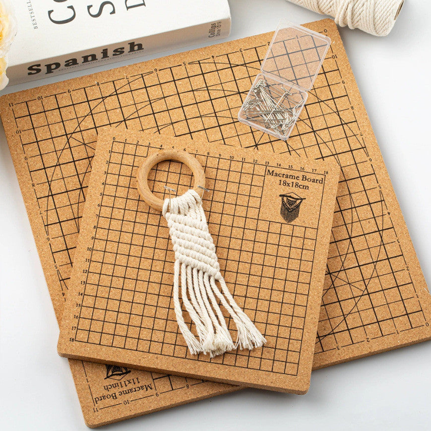 Double-Sided Cork Blocking Board for Macrame & Yarn Crafts | DIY Braiding Board with T-Shaped Pins | Macrame Board