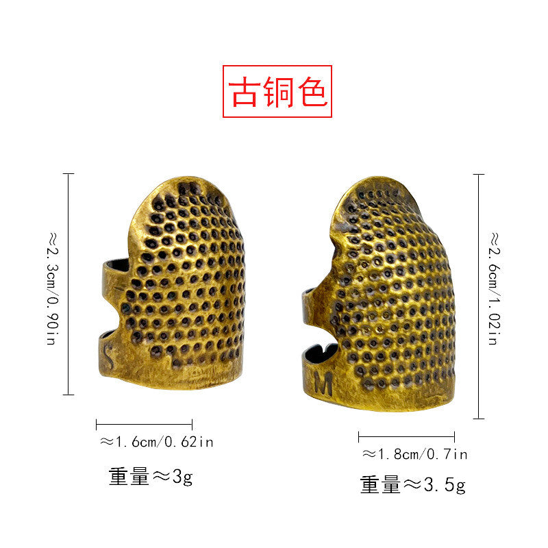 Copper Metal Thimble / Sewing Finger Protector / Adjustable Ring Thimble