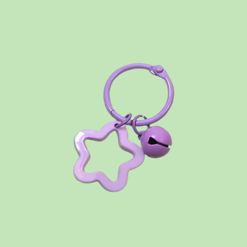 Colorful Acrylic Star Keychain with Bell | Cute Bag Charm | Couple Gift Accessory| Rantai Kunci | Pendant
